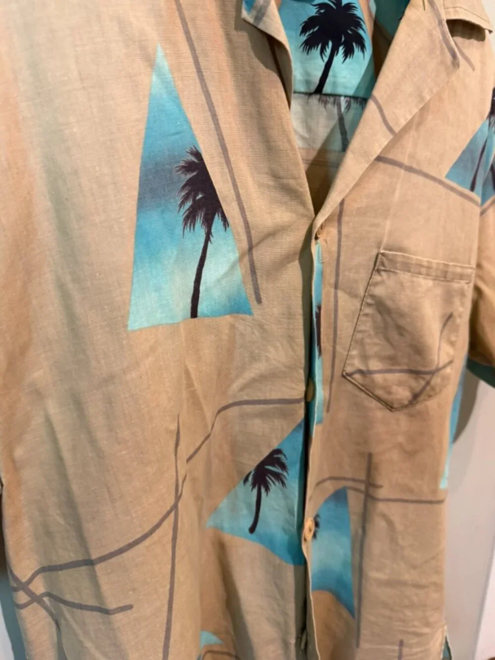 VTG PCH Pacific Coast Highway Hawaiian Button-Up Shirt Men Medium Palm Trees 80s